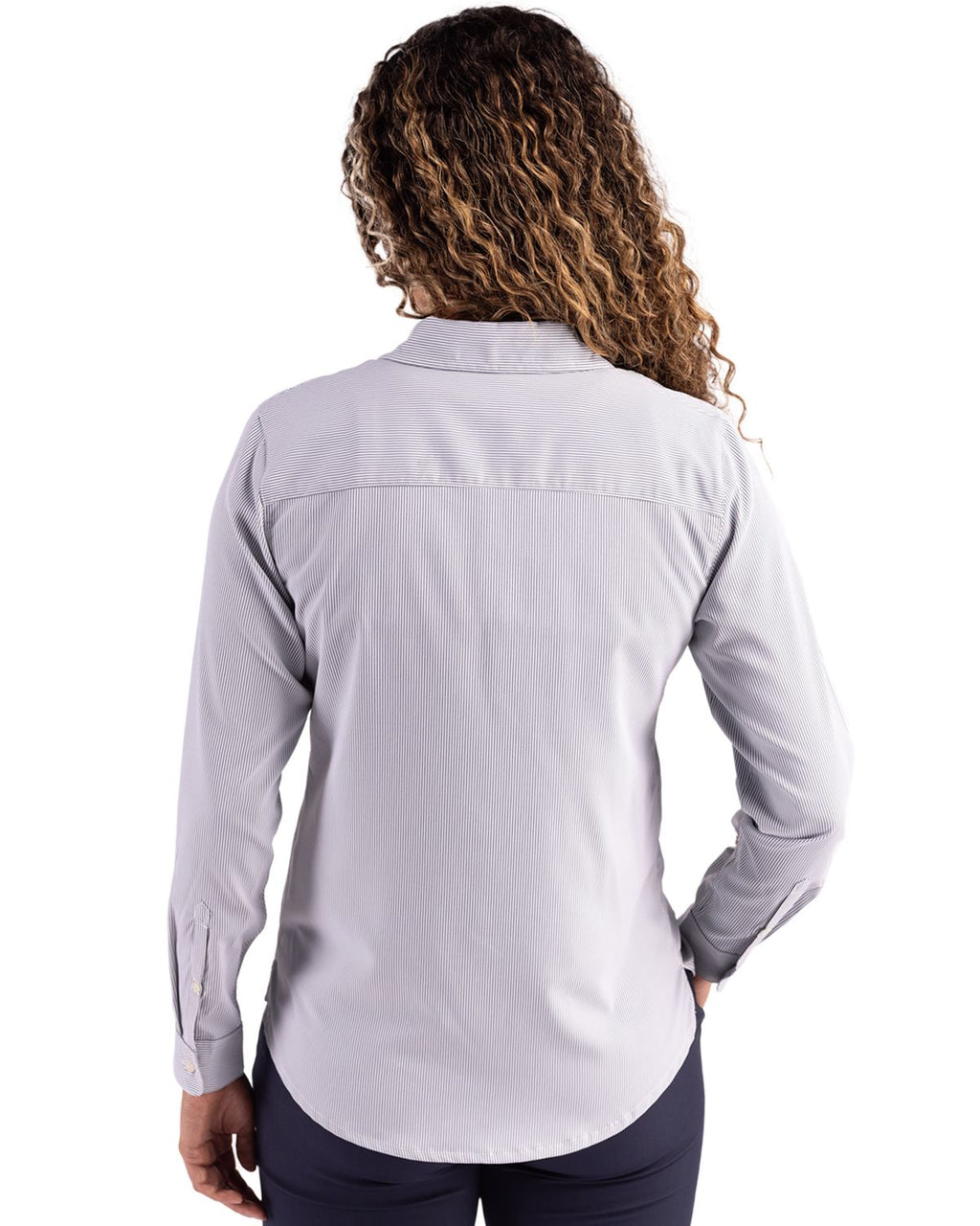 Cutter & Buck® Skyline Epic Confidence Recycled Pinstripe Womens Long Sleeve Dress Shirt