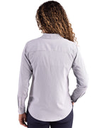 Cutter & Buck® Skyline Epic Confidence Recycled Pinstripe Womens Long Sleeve Dress Shirt