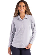 Cutter & Buck® Skyline Epic Confidence Recycled Pinstripe Womens Long Sleeve Dress Shirt