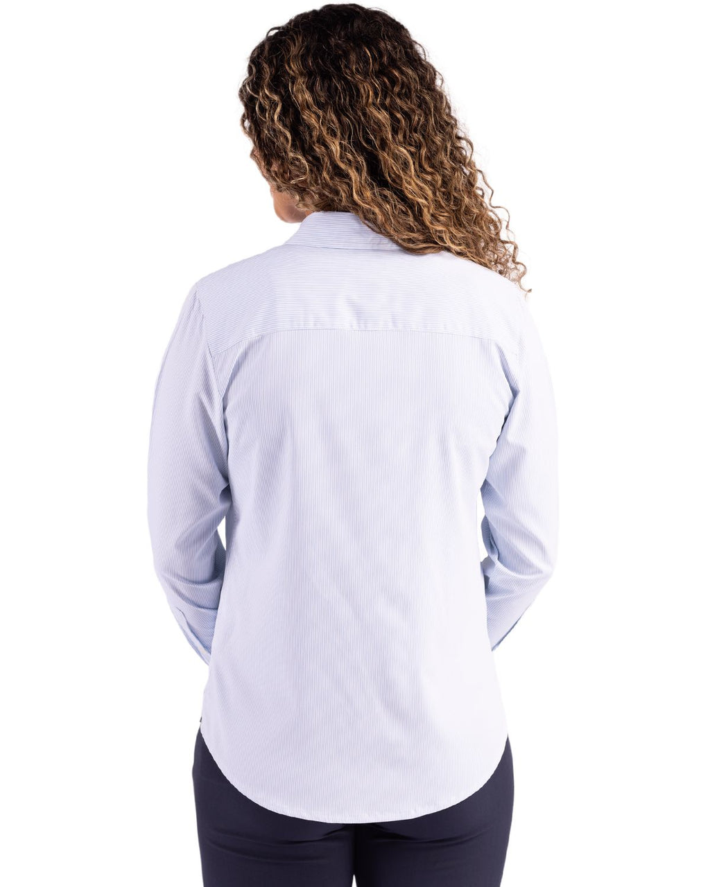 Cutter & Buck® Skyline Epic Confidence Recycled Pinstripe Womens Long Sleeve Dress Shirt