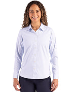 Cutter & Buck® Skyline Epic Confidence Recycled Pinstripe Womens Long Sleeve Dress Shirt
