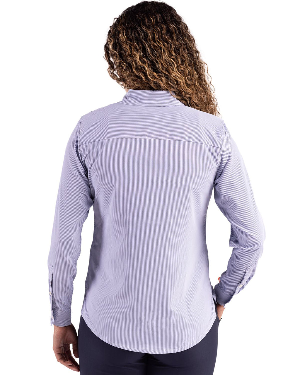 Cutter & Buck® Skyline Epic Confidence Recycled Pinstripe Womens Long Sleeve Dress Shirt