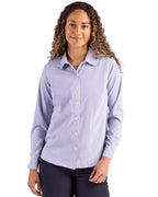 Cutter & Buck® Skyline Epic Confidence Recycled Pinstripe Womens Long Sleeve Dress Shirt
