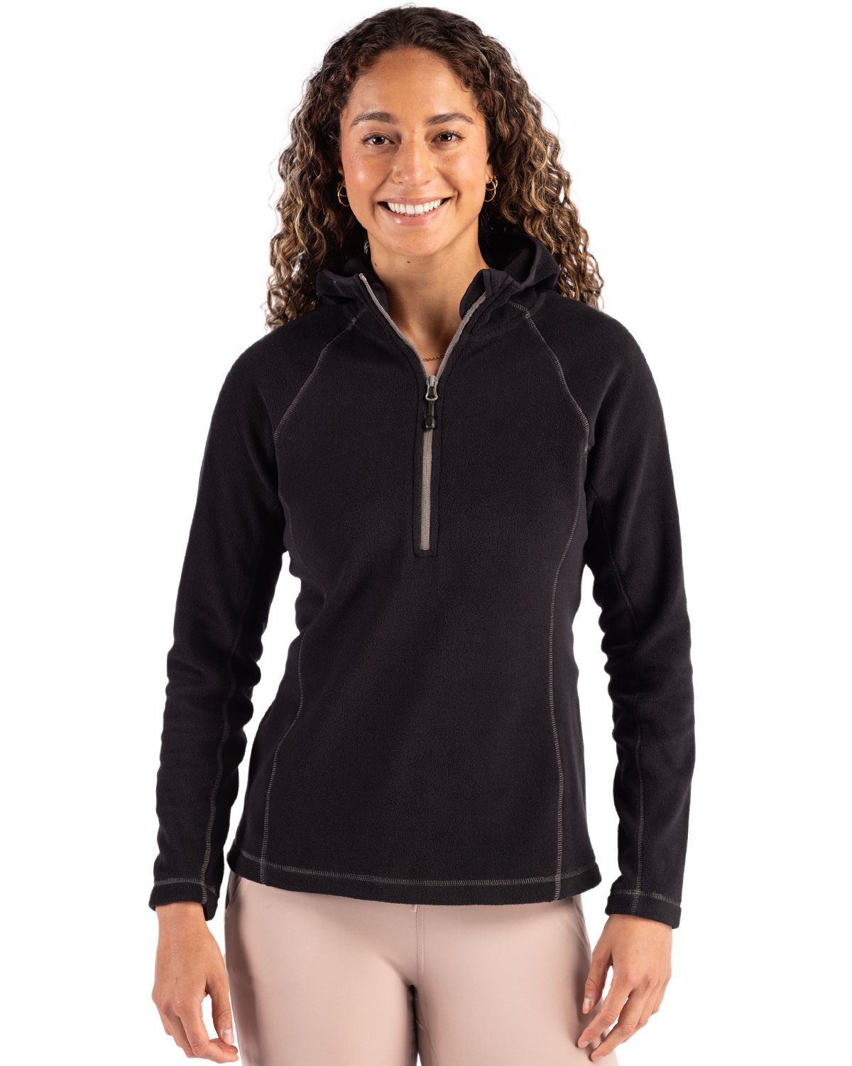 Clique® Powder Recycled Fleece Womens Half Zip Hooded Pullover