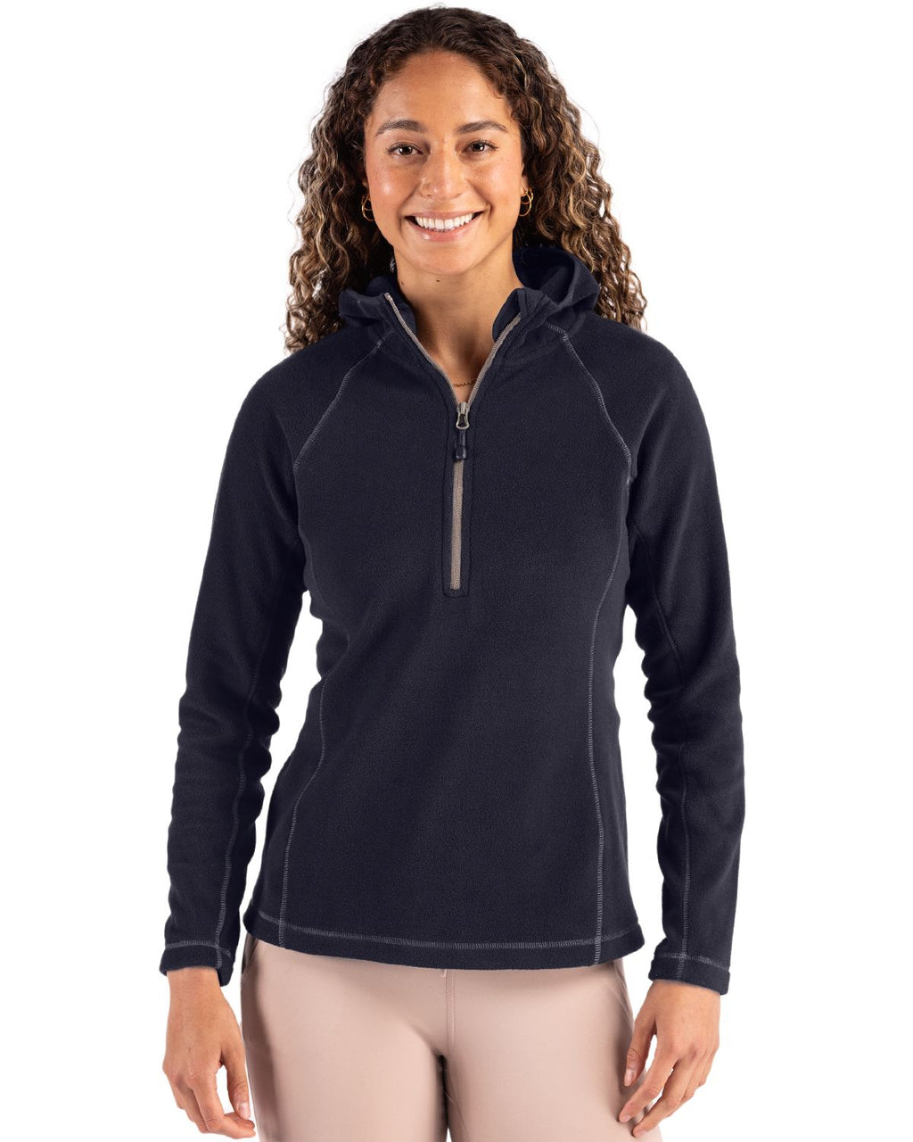 Clique® Powder Recycled Fleece Womens Half Zip Hooded Pullover