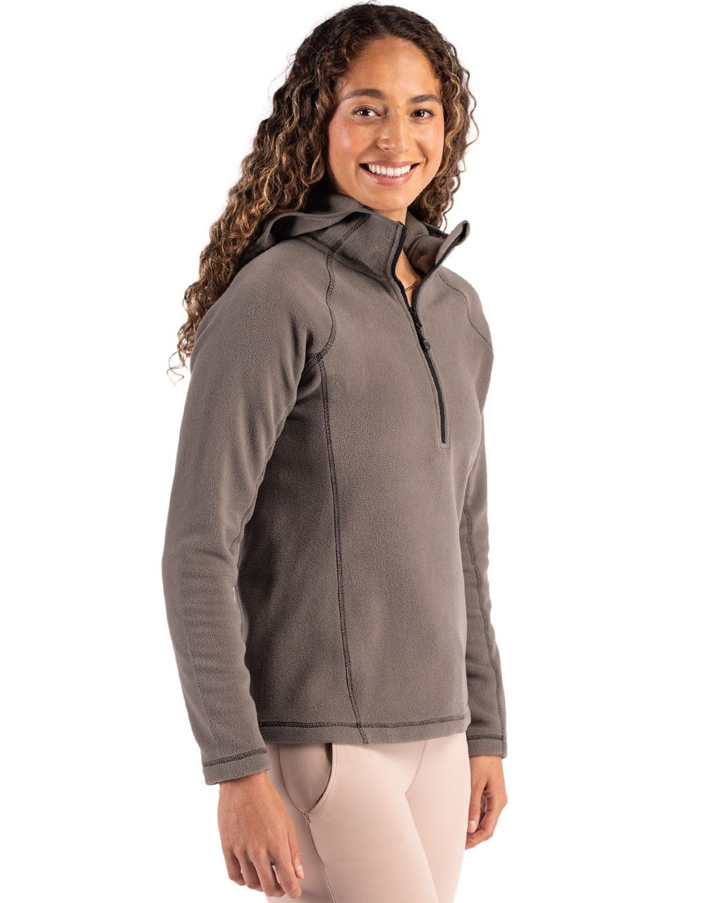 Clique® Powder Recycled Fleece Womens Half Zip Hooded Pullover