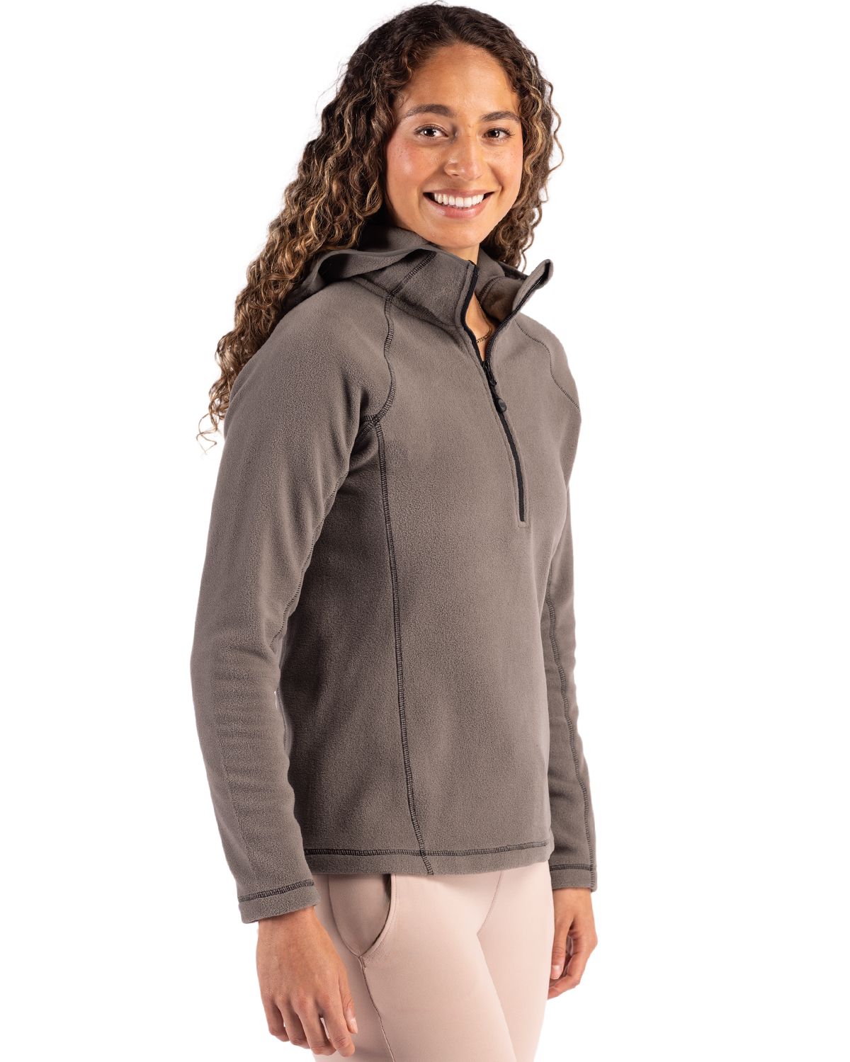 Clique® Powder Recycled Fleece Womens Half Zip Hooded Pullover
