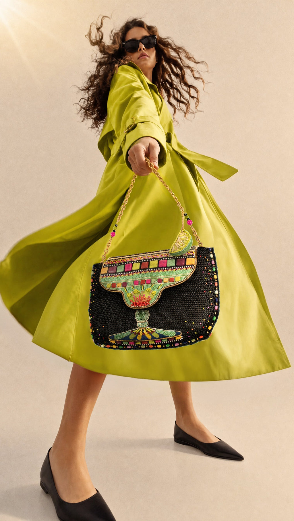 Margarita Mood Beaded Drink Crossbody Handbag