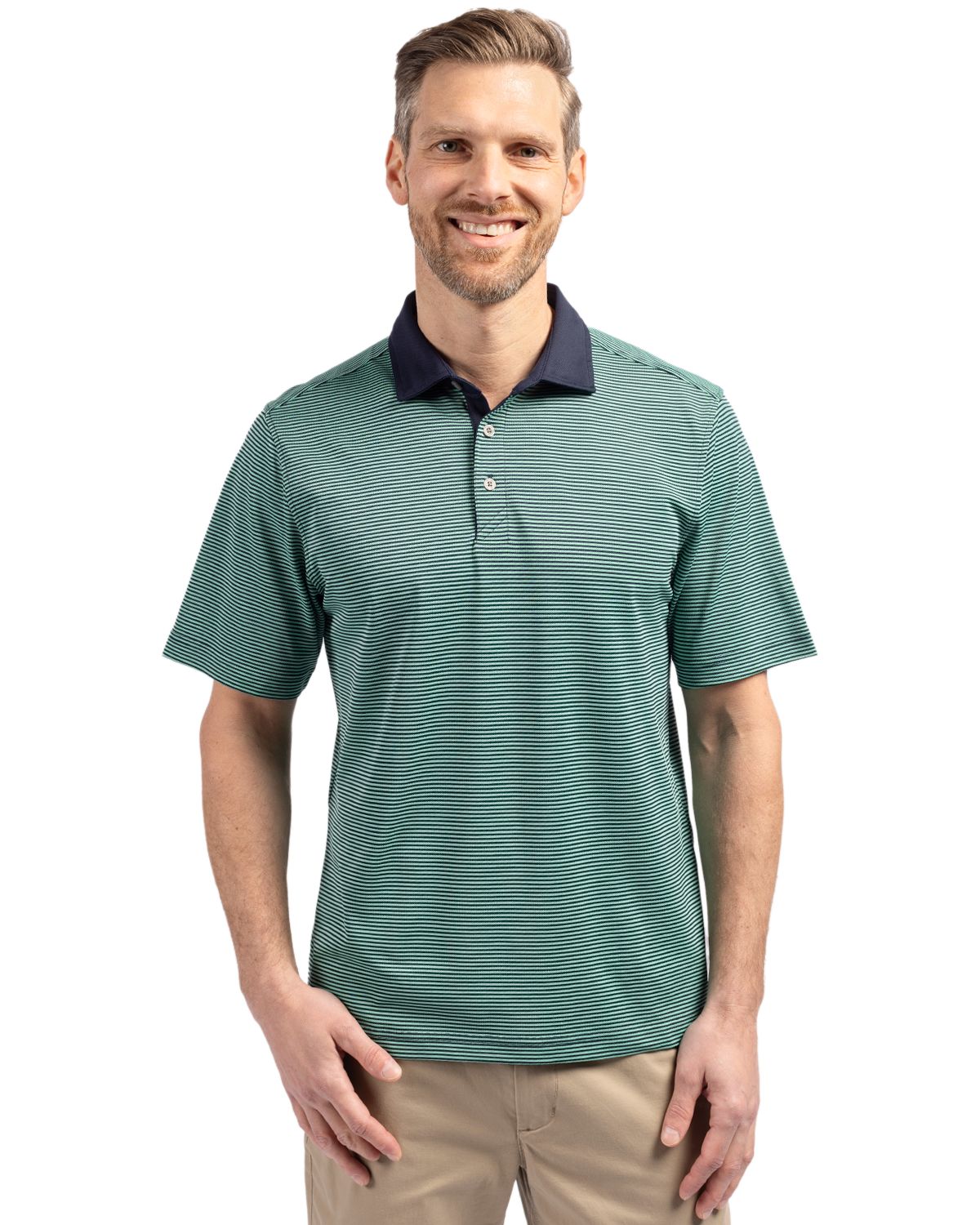 Cutter & Buck® Virtue Eco Pique Micro Stripe Recycled Mens Polo