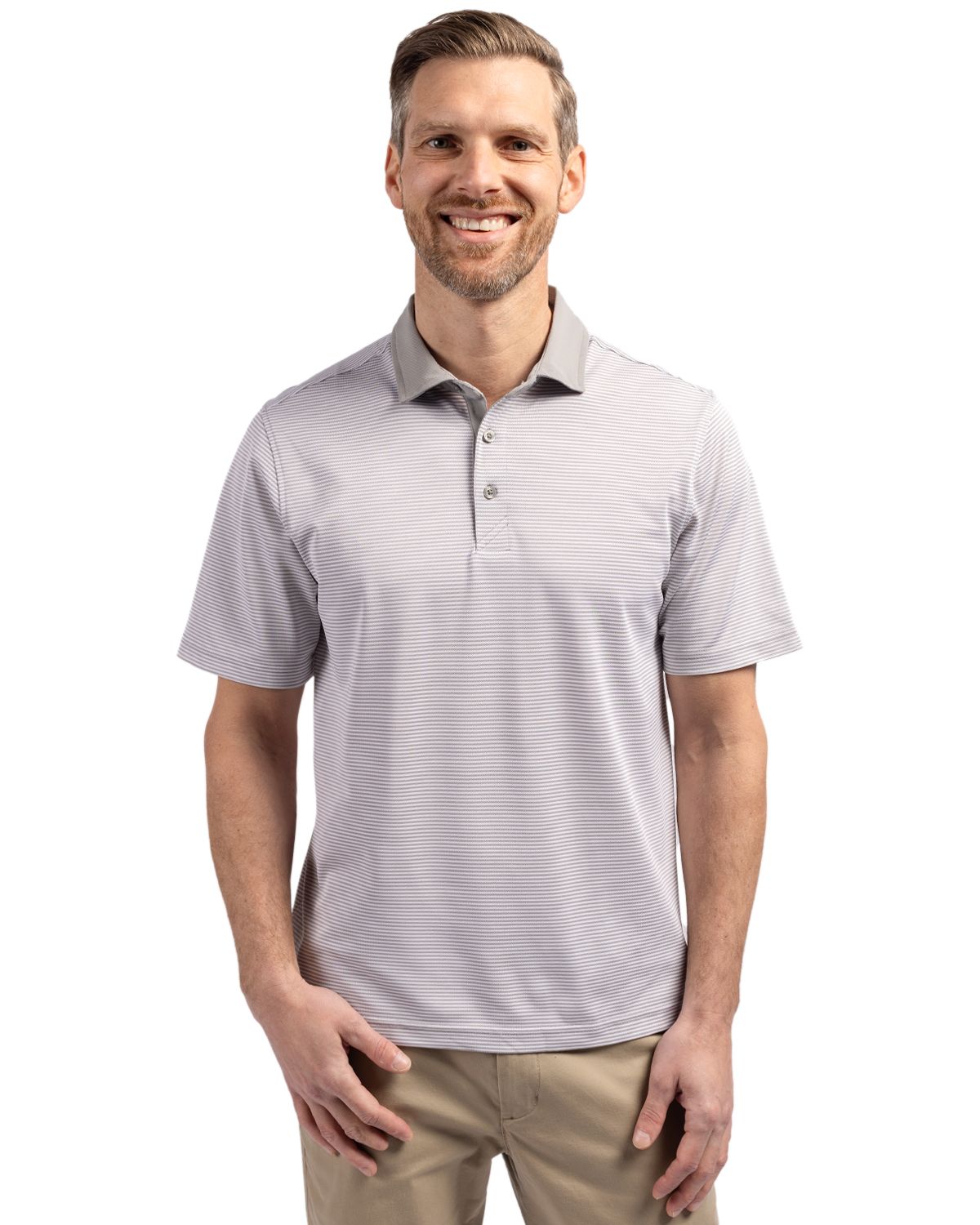 Cutter & Buck® Virtue Eco Pique Micro Stripe Recycled Mens Polo