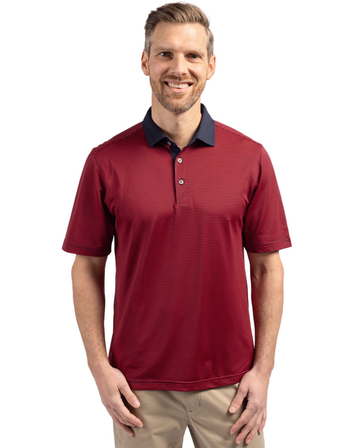 Cutter & Buck® Virtue Eco Pique Micro Stripe Recycled Mens Polo