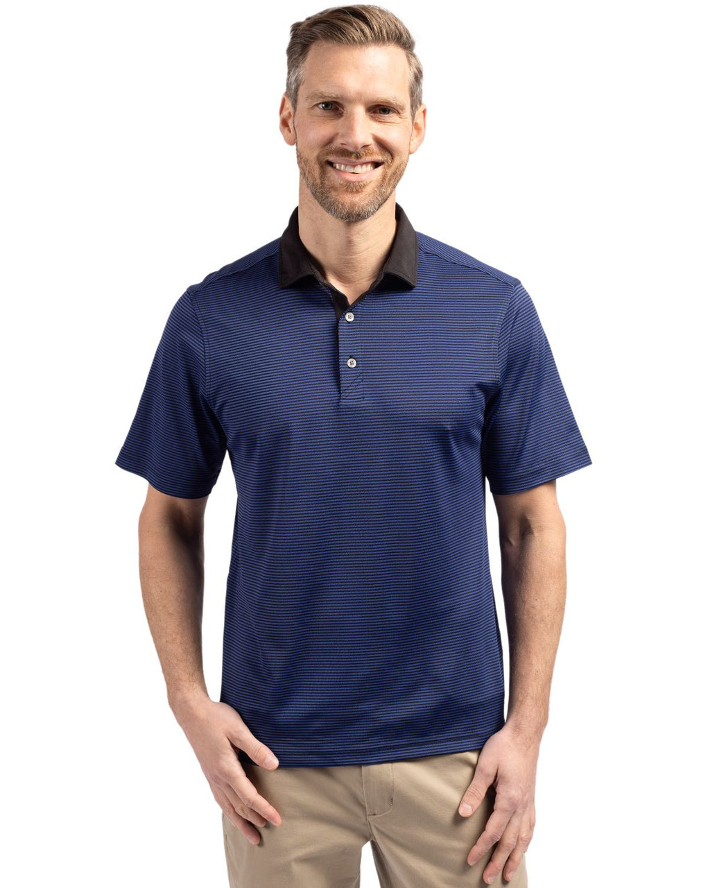 Cutter & Buck® Virtue Eco Pique Micro Stripe Recycled Mens Big & Tall Polo