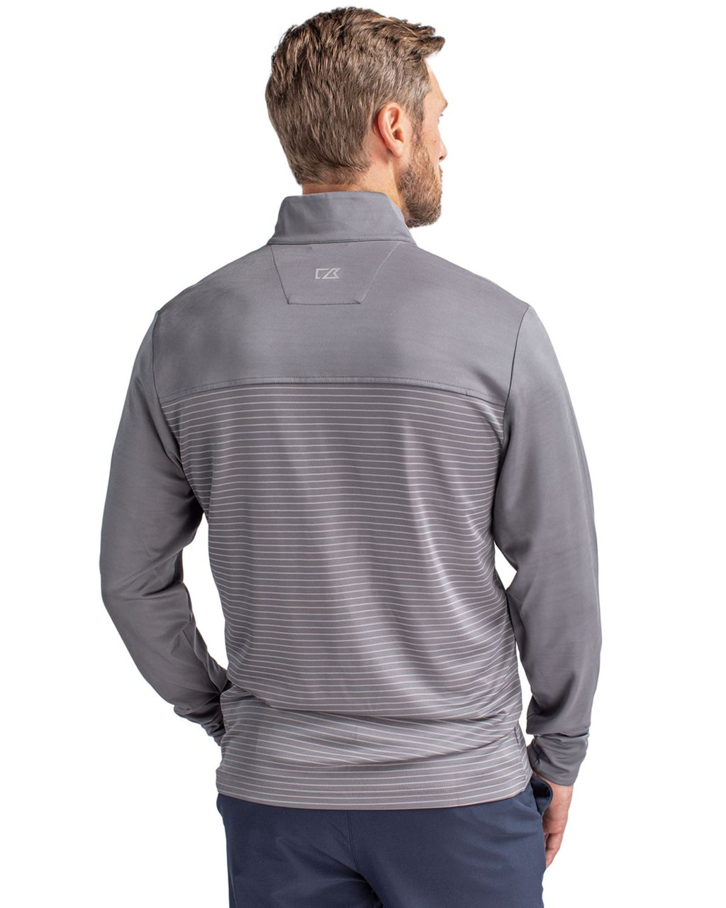 Cutter & Buck® Traverse Stretch Eco Stripe Quarter Zip Mens Pull Over
