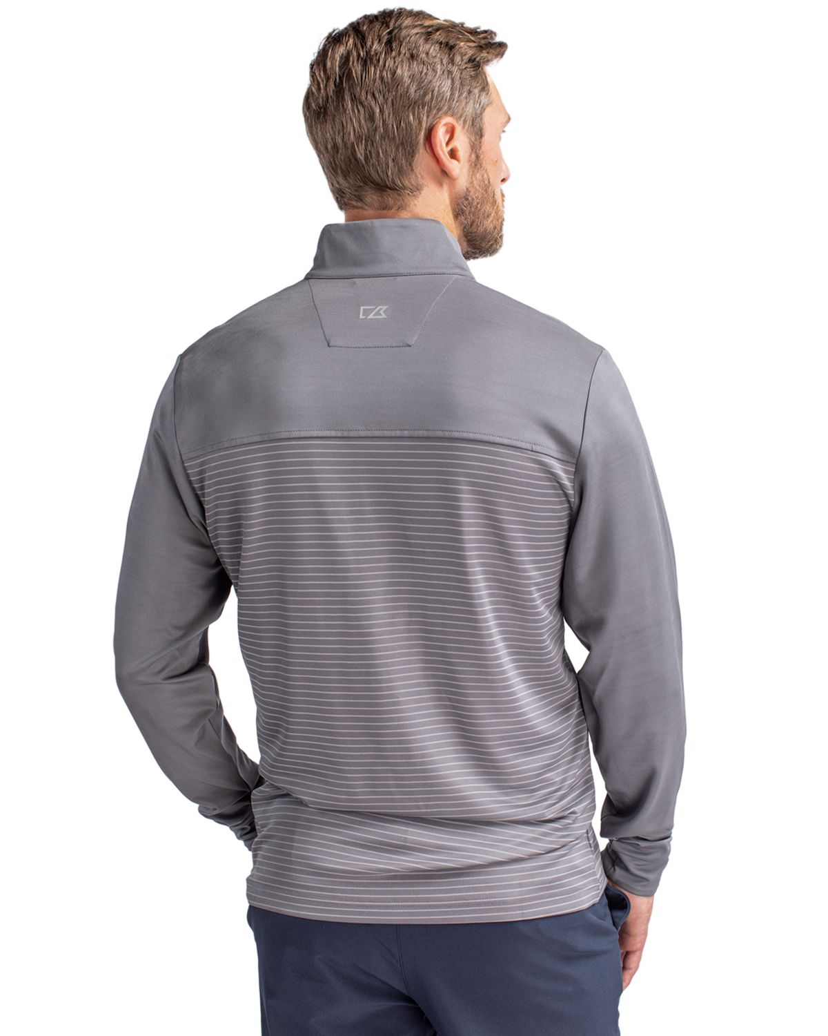 Cutter & Buck® Traverse Stretch Eco Stripe Quarter Zip Mens Pull Over