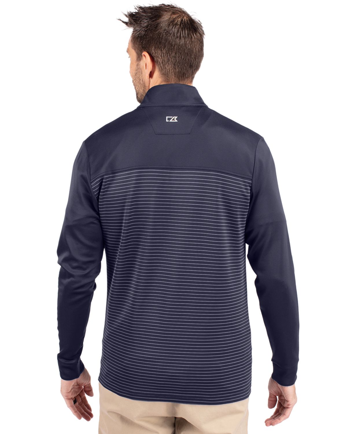 Cutter & Buck® Traverse Stretch Eco Stripe Quarter Zip Mens Pull Over