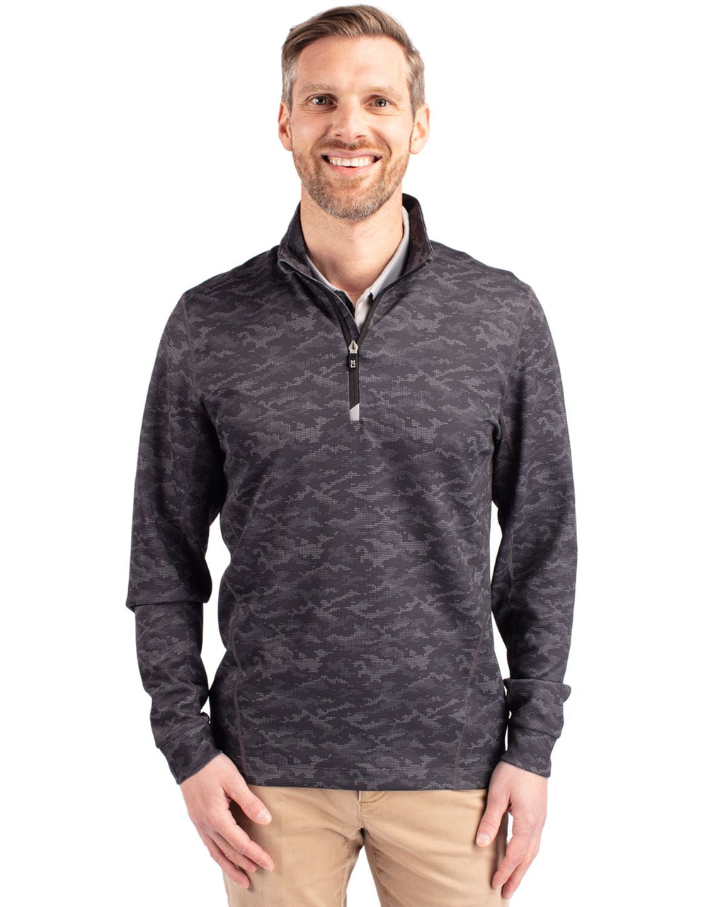 Cutter & Buck® Traverse Stretch Eco Camo Print Quarter Zip Mens Big and Tall Pull Over