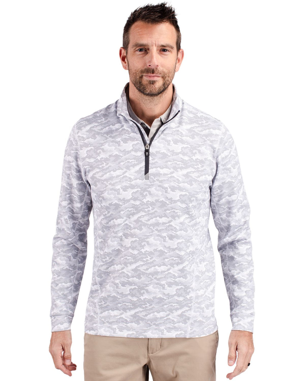 Cutter & Buck® Traverse Stretch Eco Camo Print Quarter Zip Mens Big and Tall Pull Over
