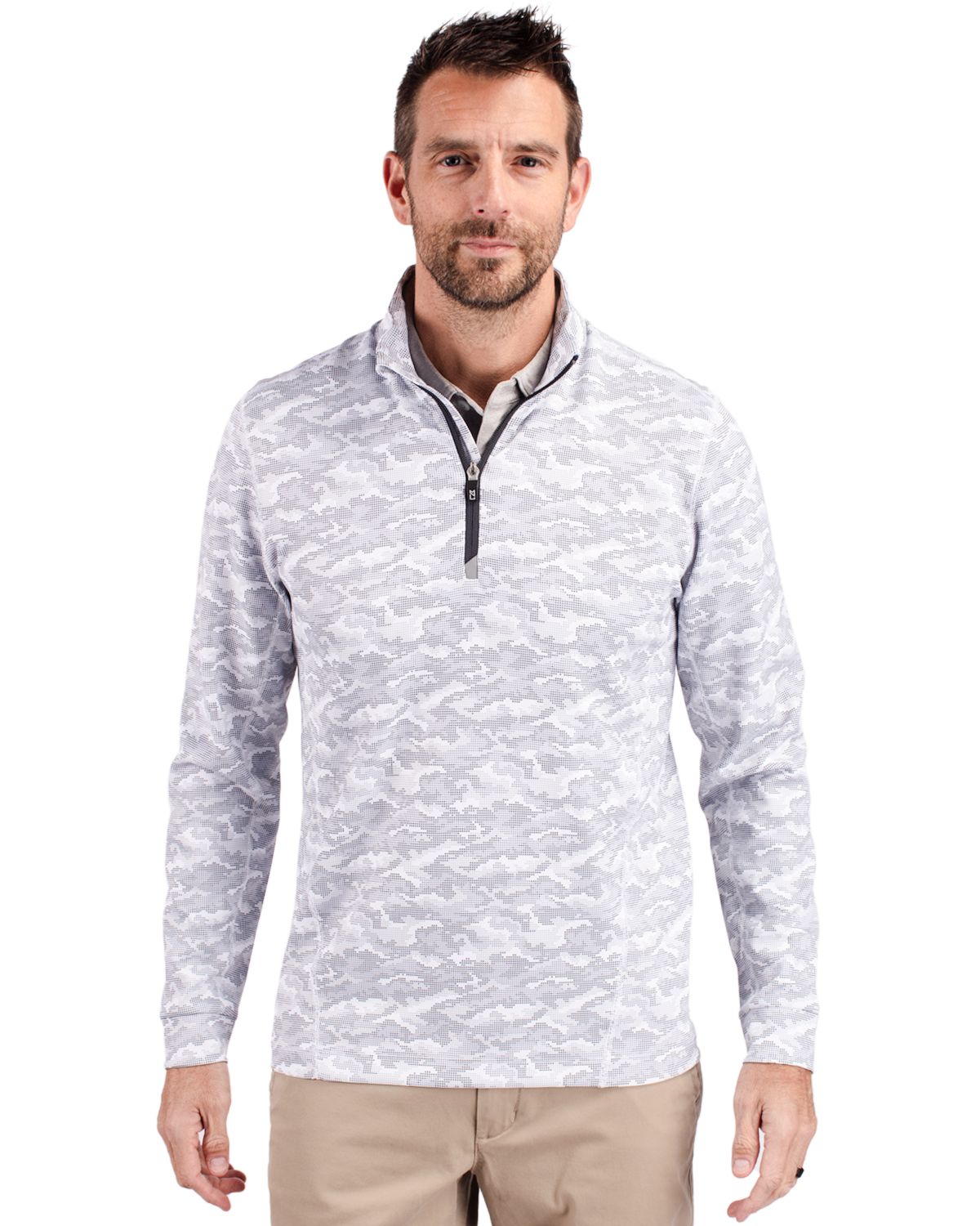 Cutter & Buck® Traverse Stretch Eco Camo Print Quarter Zip Mens Big and Tall Pull Over