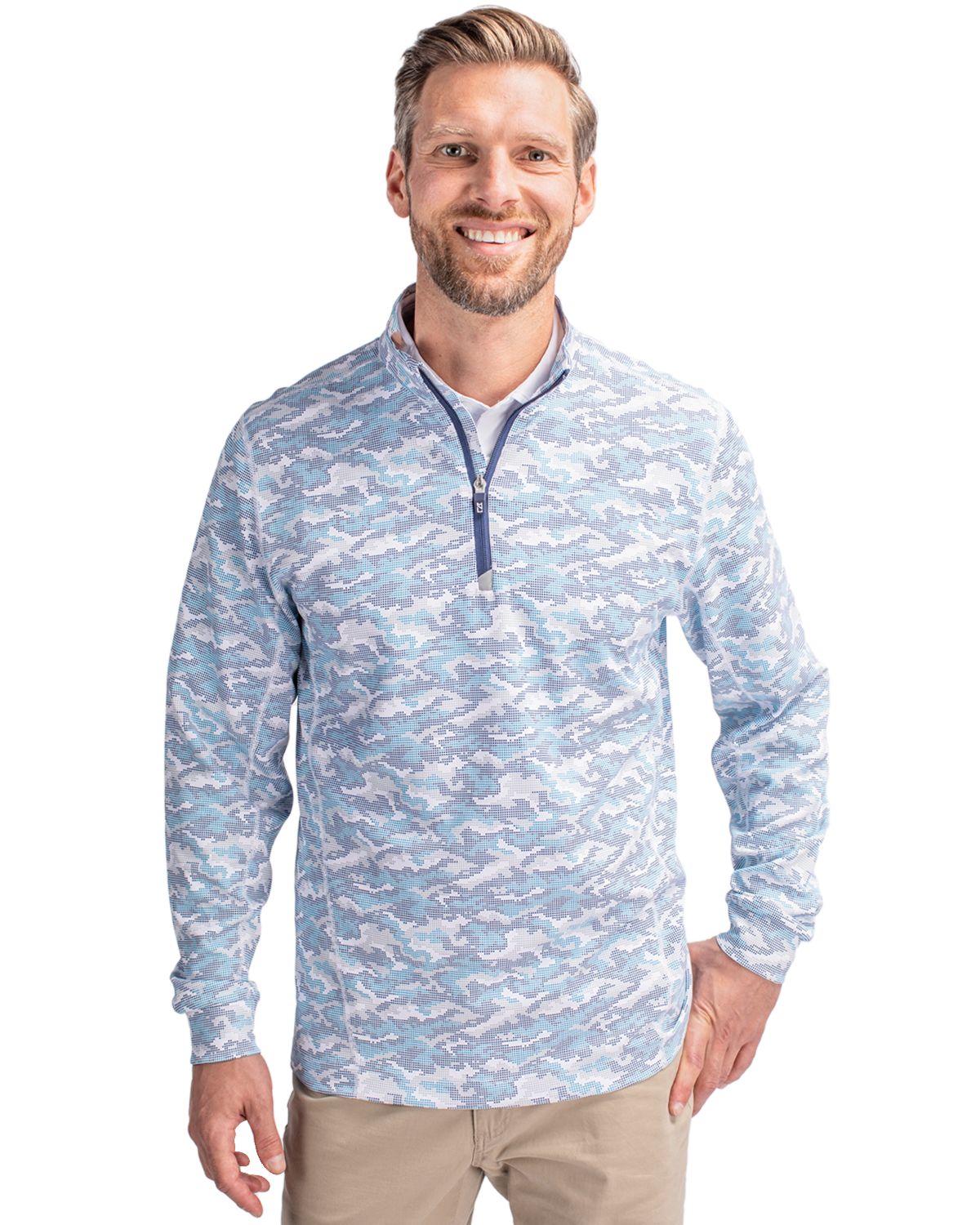 Cutter & Buck® Traverse Stretch Eco Camo Print Quarter Zip Mens Pull Over