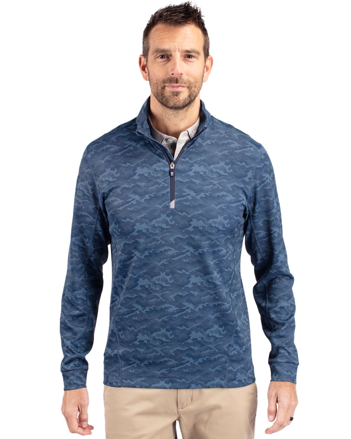 Cutter & Buck® Traverse Stretch Eco Camo Print Quarter Zip Mens Pull Over