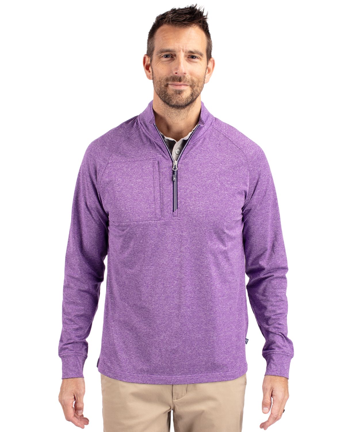 Cutter & Buck® Adapt Eco Knit Heather Mens Quarter Zip Pull Over