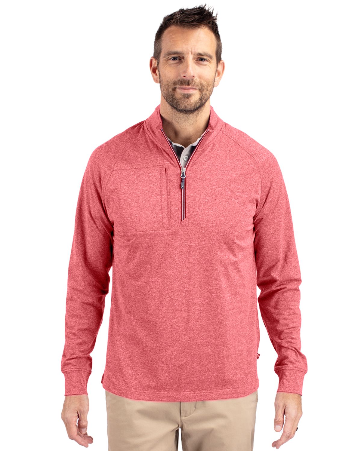 Cutter & Buck® Adapt Eco Knit Heather Mens Big & Tall Quarter Zip Pull Over