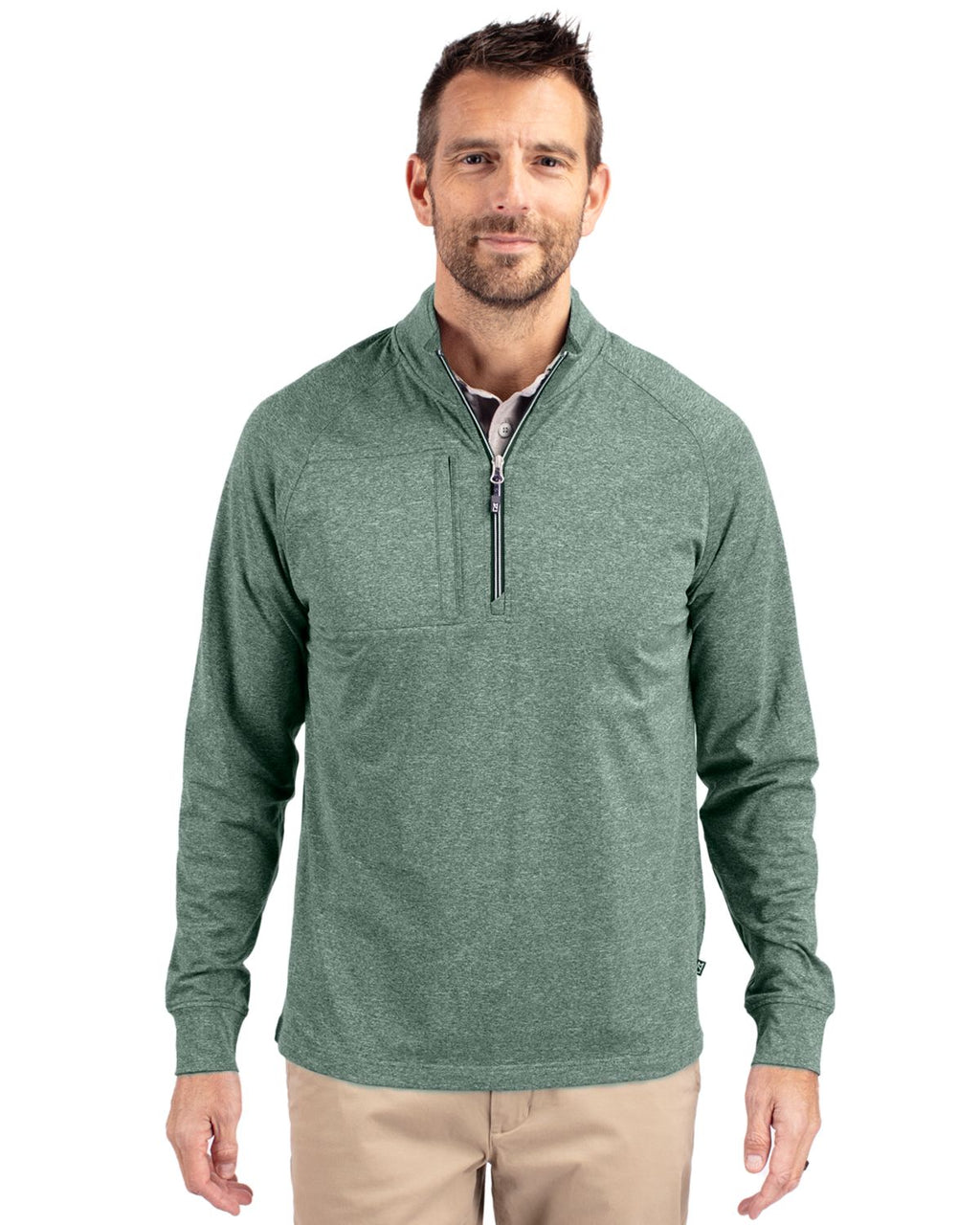 Cutter & Buck® Adapt Eco Knit Heather Mens Quarter Zip Pull Over
