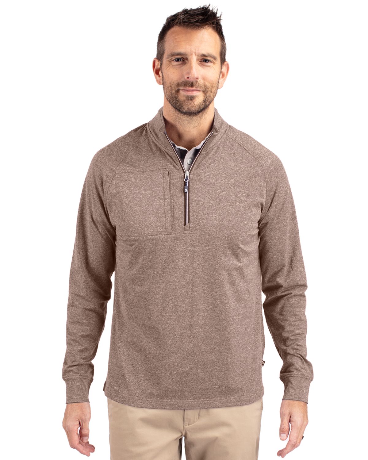 Cutter & Buck® Adapt Eco Knit Heather Mens Quarter Zip Pull Over