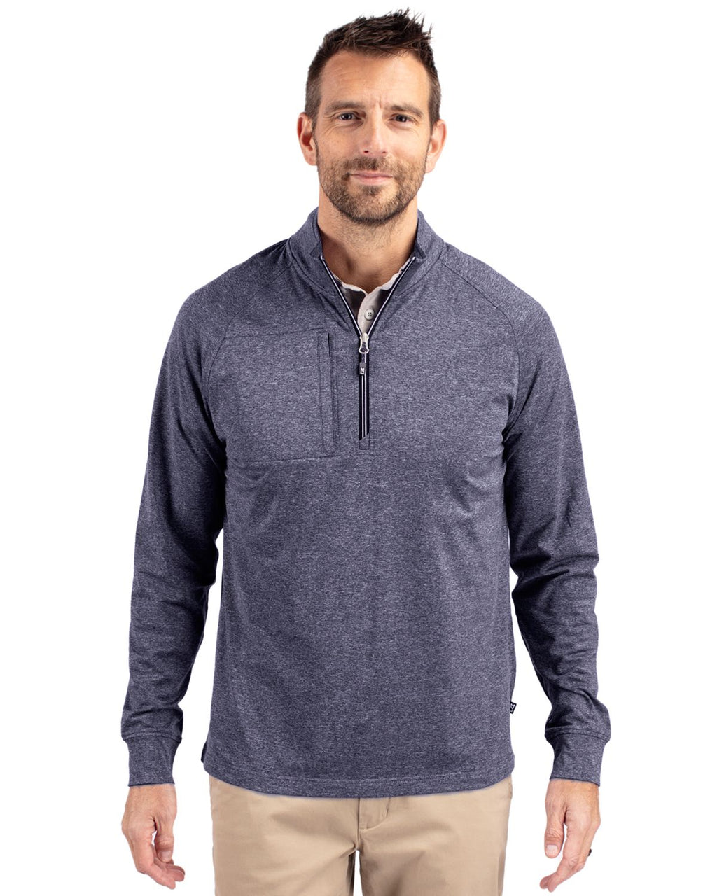 Cutter & Buck® Adapt Eco Knit Heather Mens Big & Tall Quarter Zip Pull Over