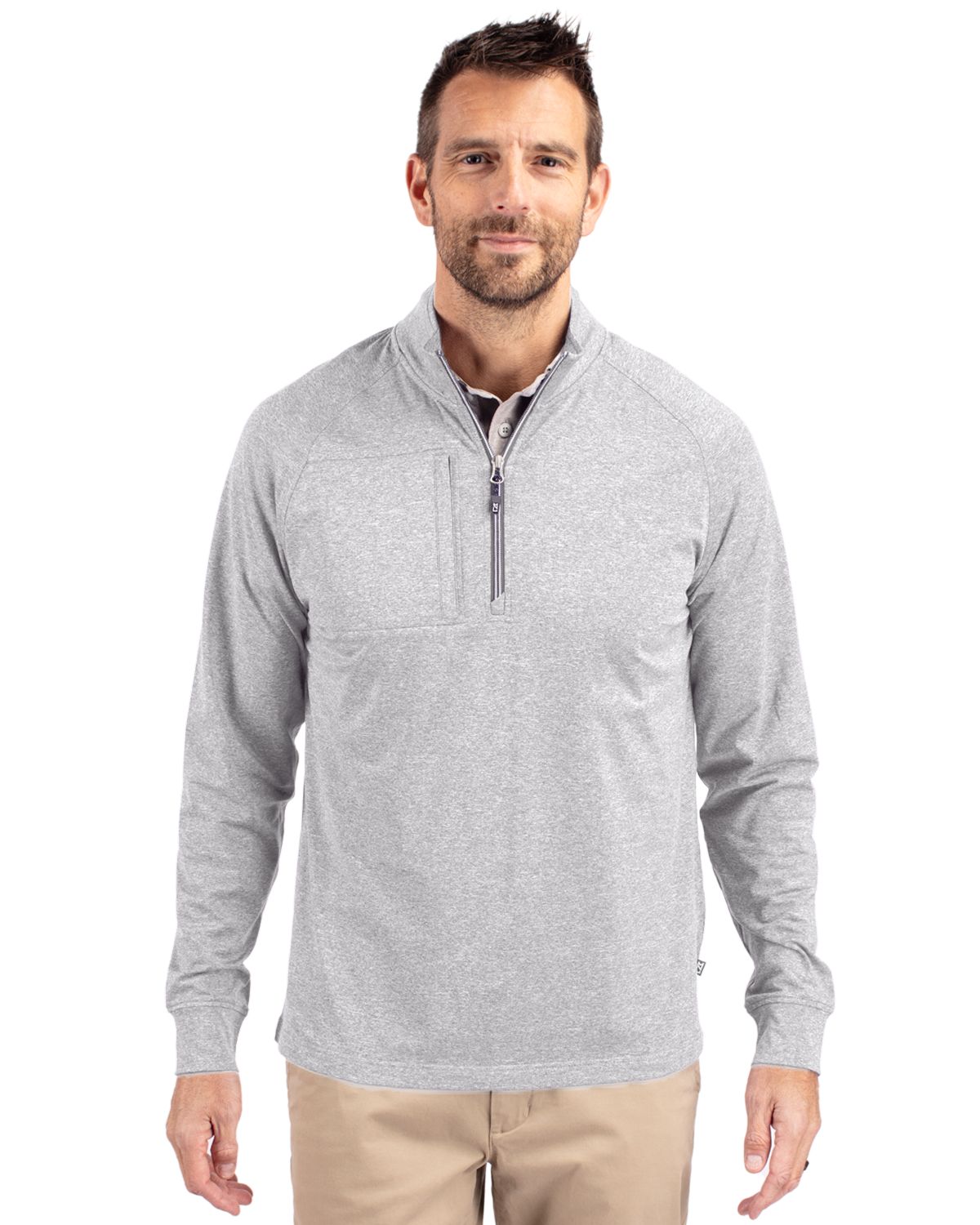 Cutter & Buck® Adapt Eco Knit Heather Mens Big & Tall Quarter Zip Pull Over