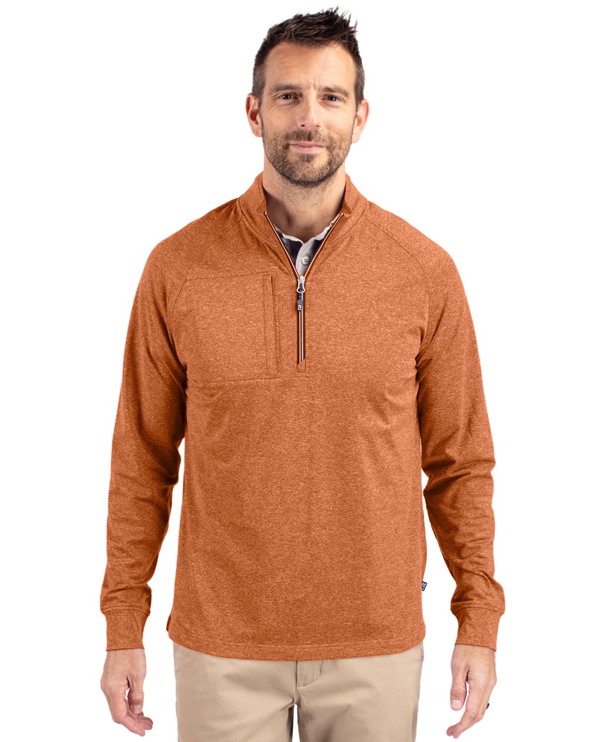 Cutter & Buck® Adapt Eco Knit Heather Mens Quarter Zip Pull Over