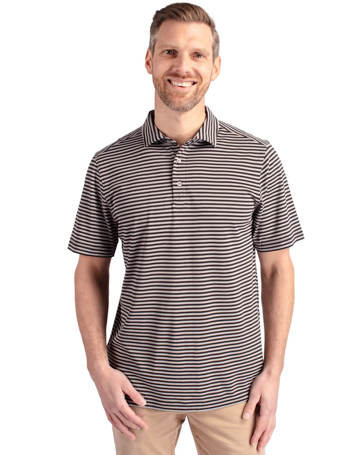 Cutter & Buck® Virtue Eco Pique Stripe Recycled Mens Polo