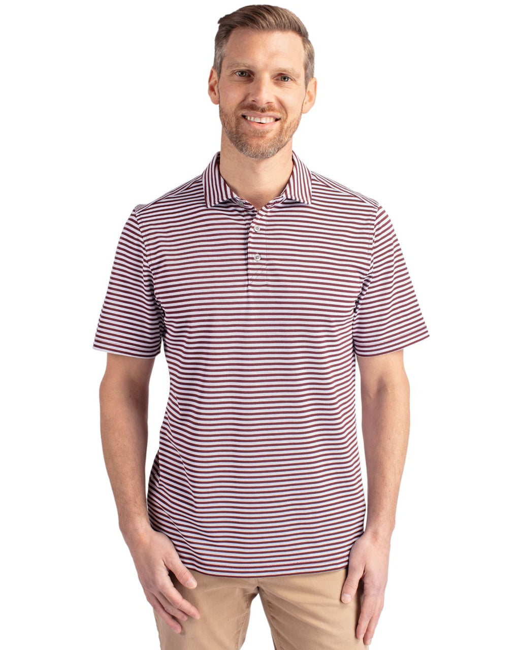Cutter & Buck® Virtue Eco Pique Stripe Recycled Mens Polo