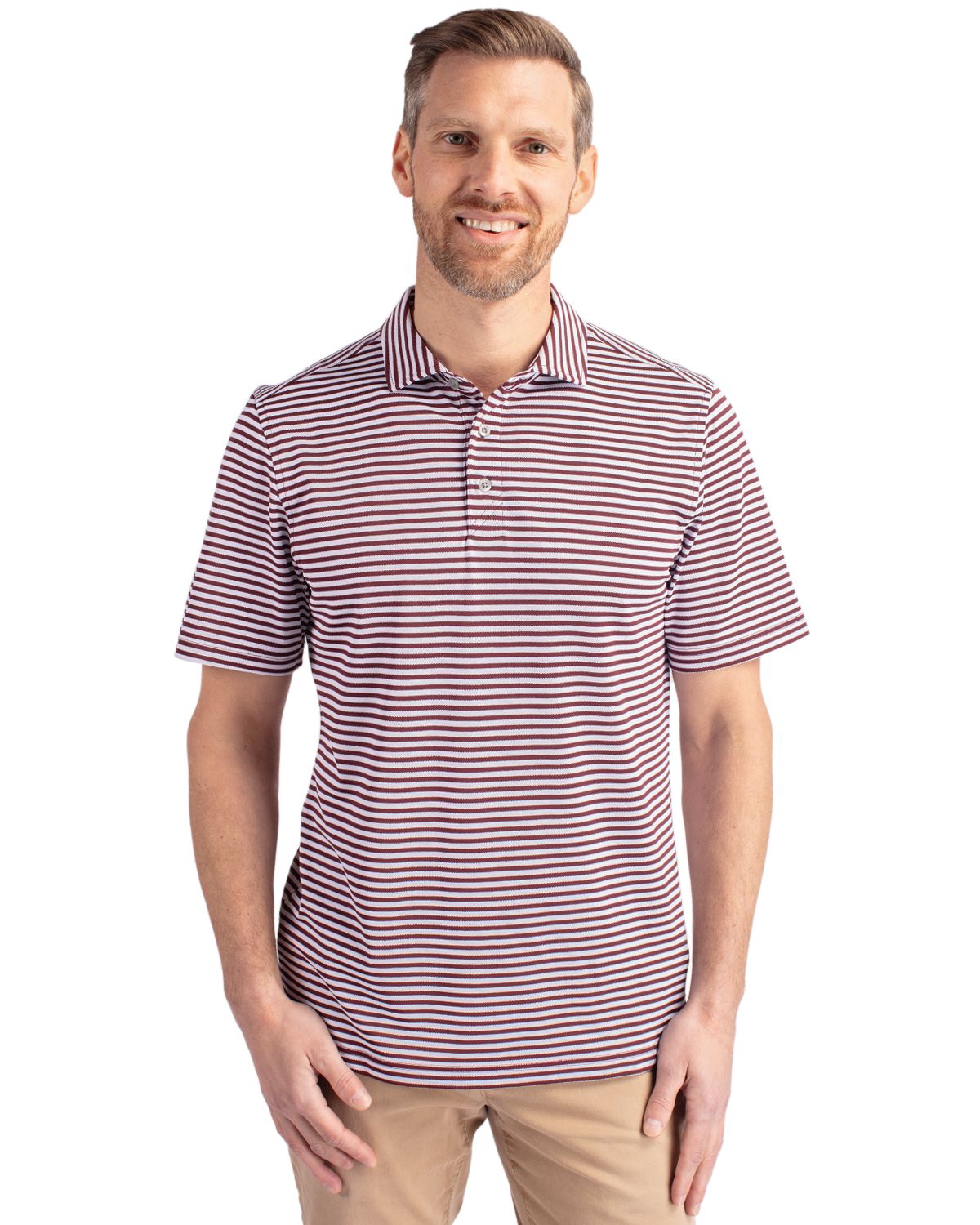 Cutter & Buck® Virtue Eco Pique Stripe Recycled Mens Polo