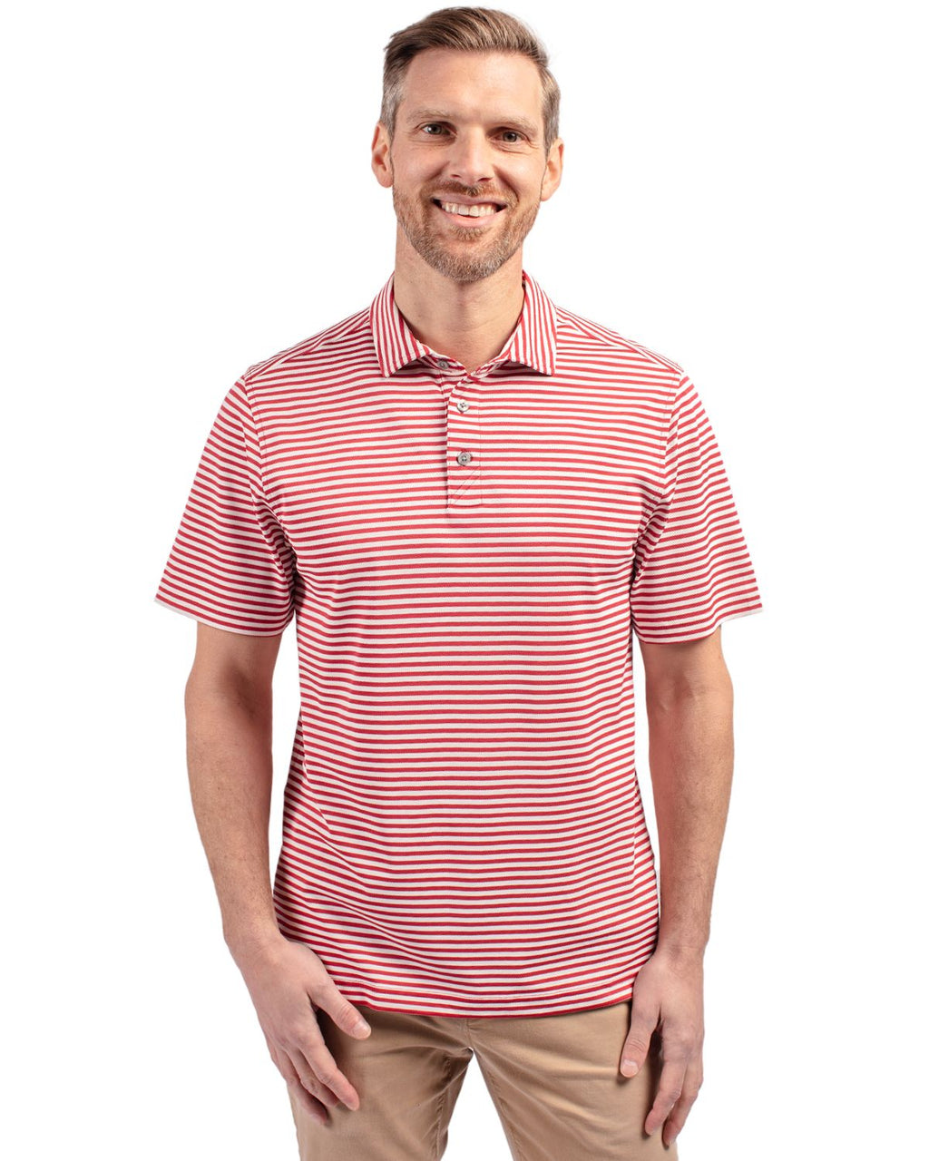 Cutter & Buck® Virtue Eco Pique Stripe Recycled Mens Polo