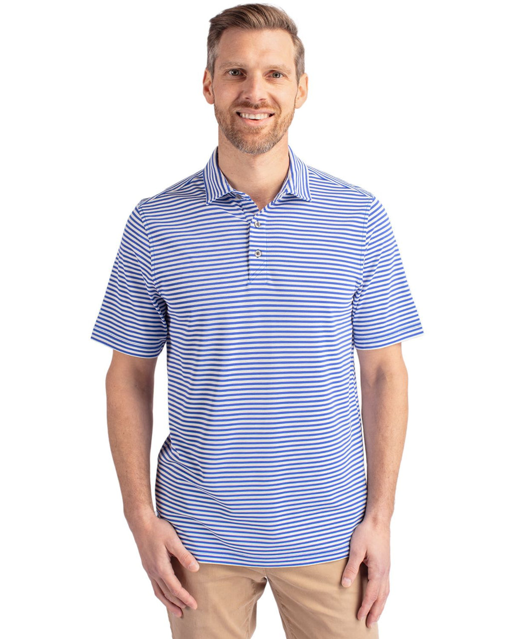 Cutter & Buck® Virtue Eco Pique Stripe Recycled Mens Polo