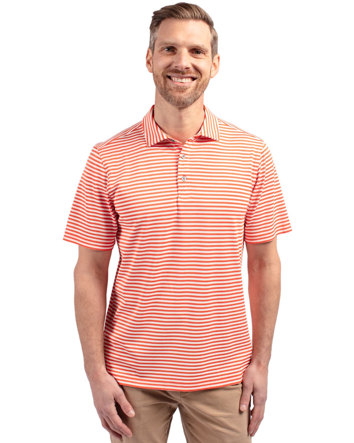 Cutter & Buck® Virtue Eco Pique Stripe Recycled Mens Big and Tall Polo