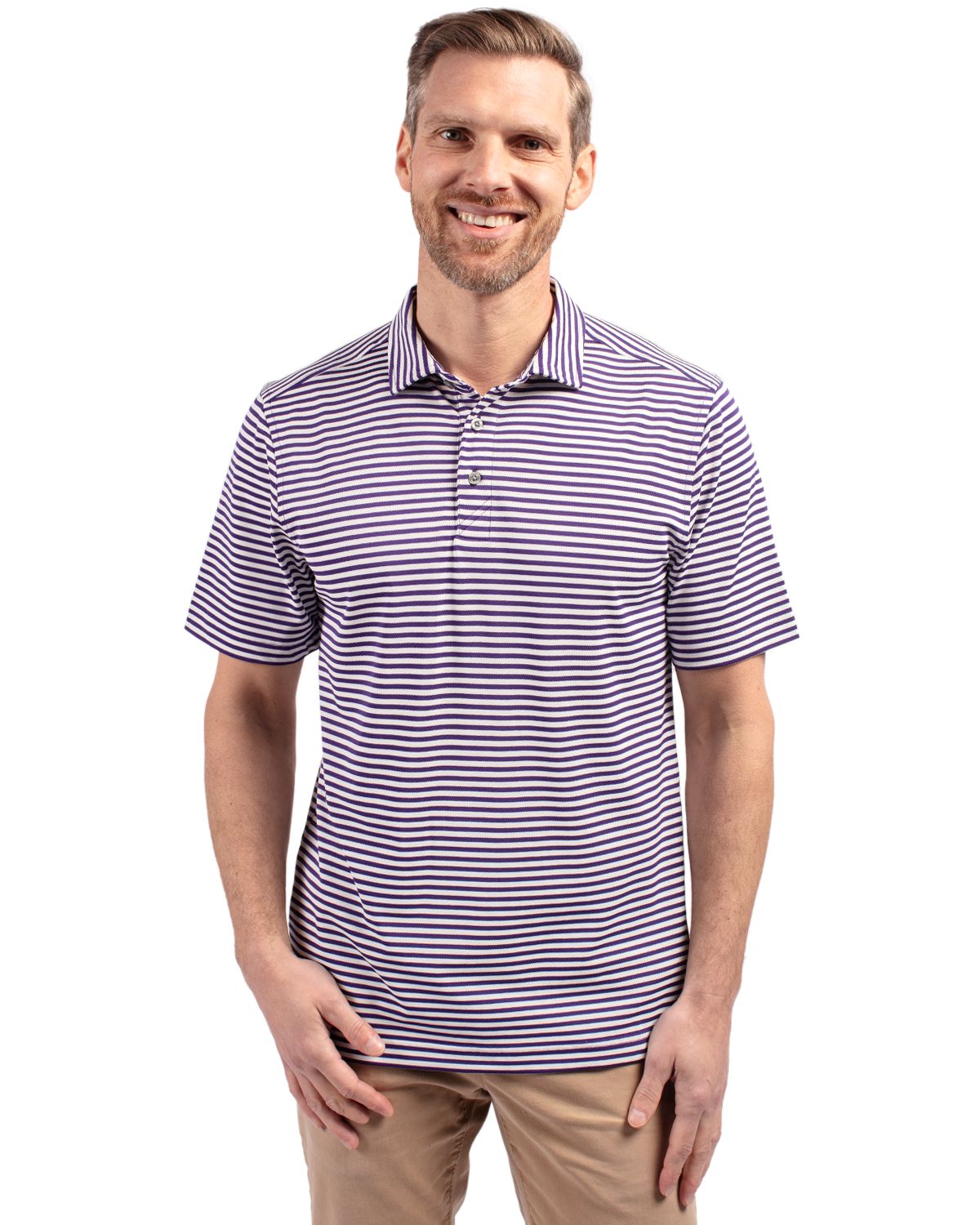 Cutter & Buck® Virtue Eco Pique Stripe Recycled Mens Polo