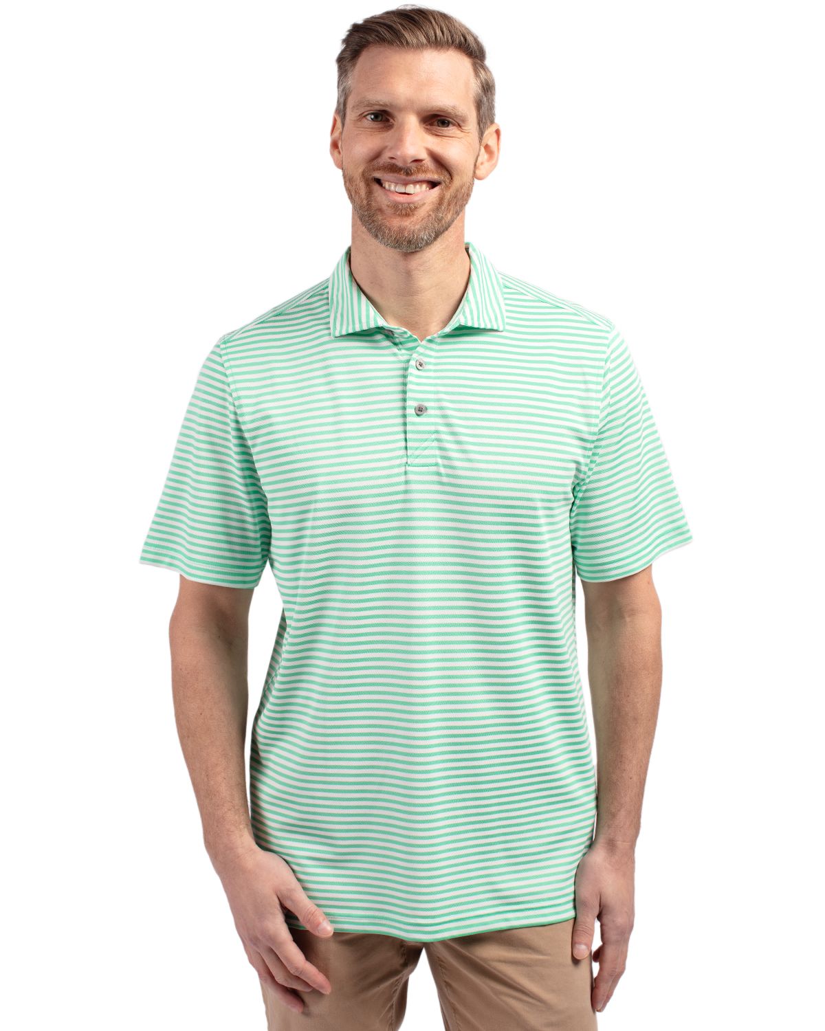 Cutter & Buck® Virtue Eco Pique Stripe Recycled Mens Polo