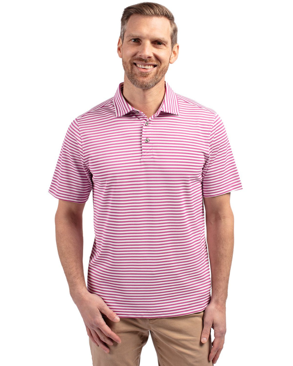 Cutter & Buck® Virtue Eco Pique Stripe Recycled Mens Polo