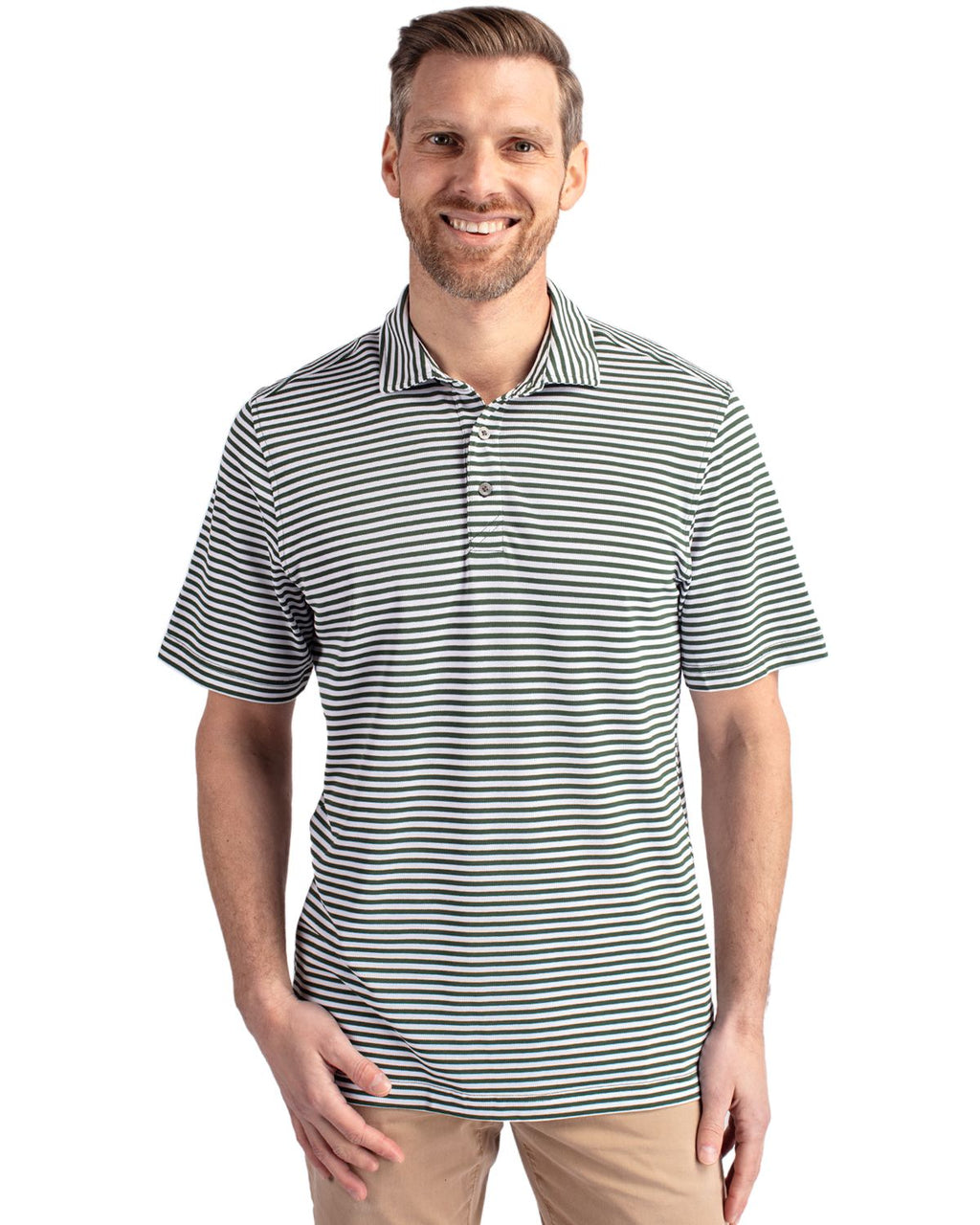 Cutter & Buck® Virtue Eco Pique Stripe Recycled Mens Polo