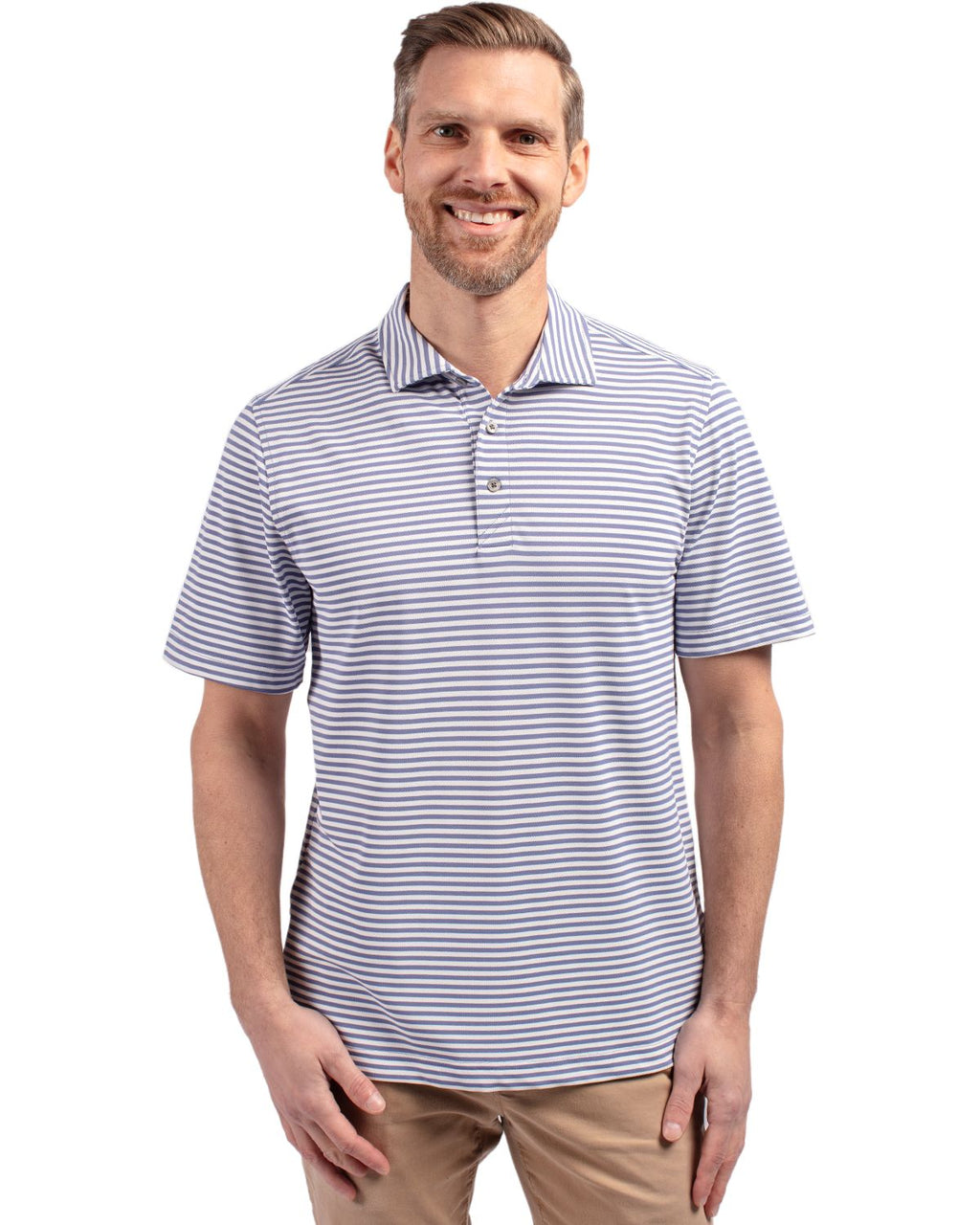 Cutter & Buck® Virtue Eco Pique Stripe Recycled Mens Polo
