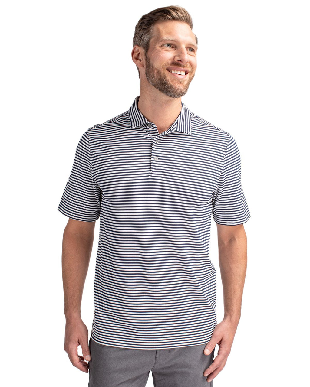 Cutter & Buck® Virtue Eco Pique Stripe Recycled Mens Polo