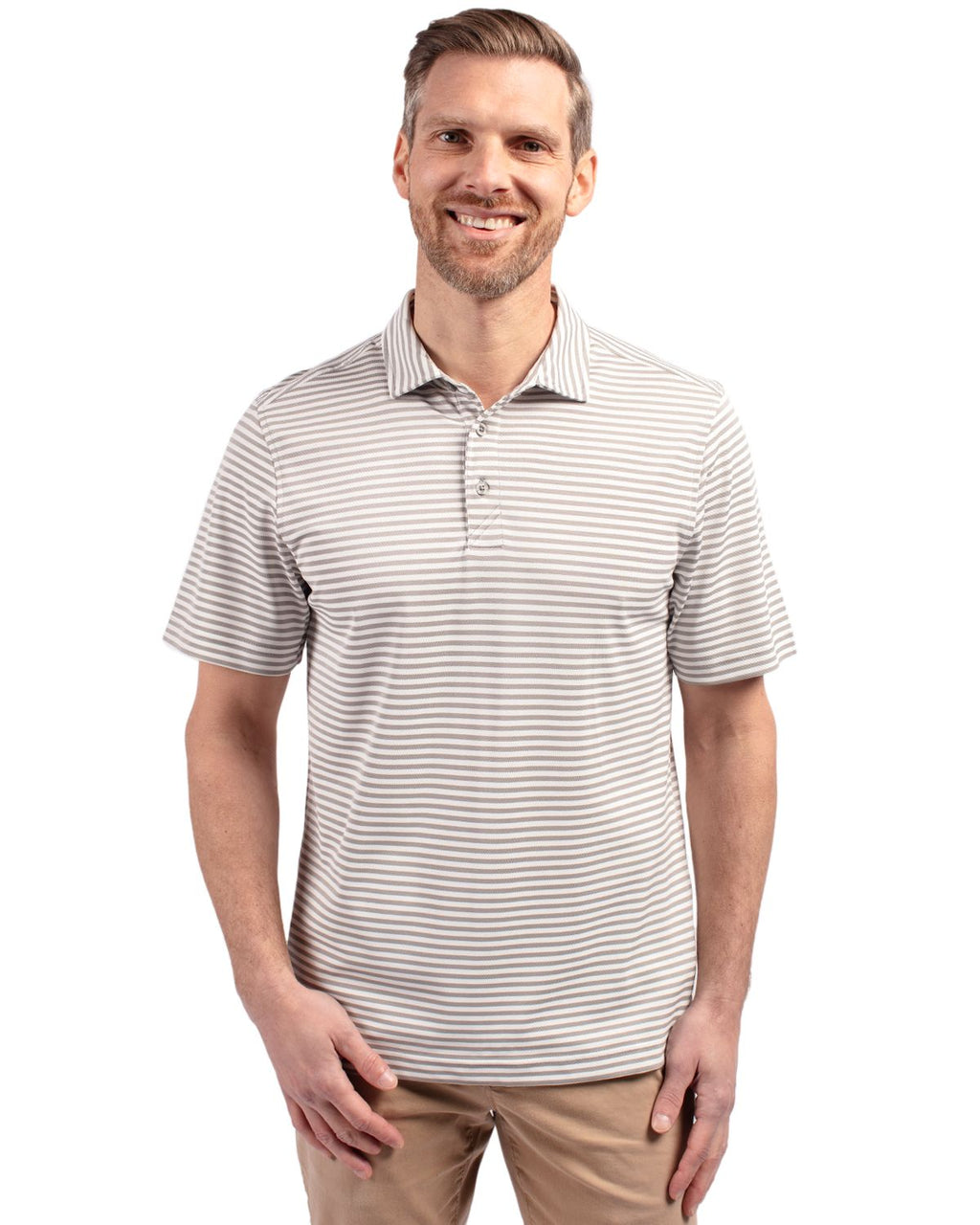 Cutter & Buck® Virtue Eco Pique Stripe Recycled Mens Polo