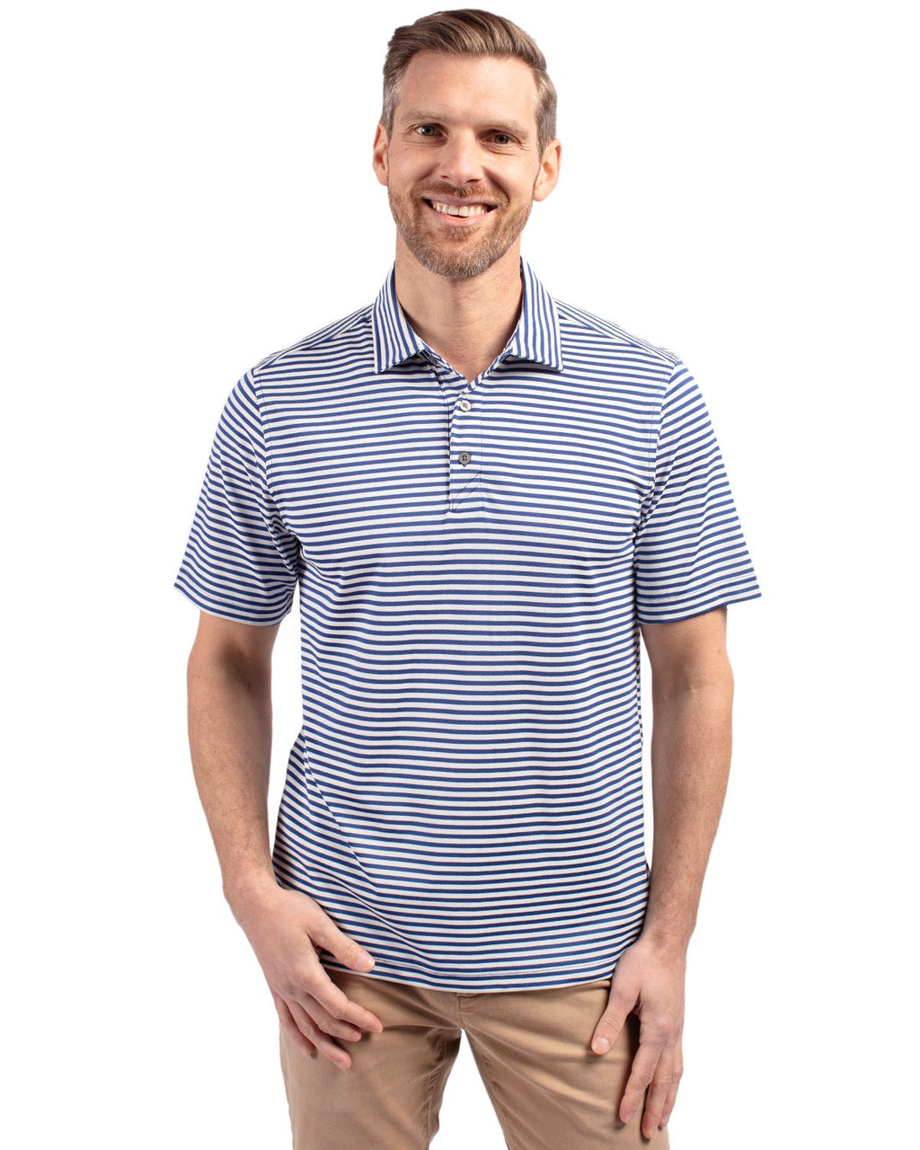 Cutter & Buck® Virtue Eco Pique Stripe Recycled Mens Polo