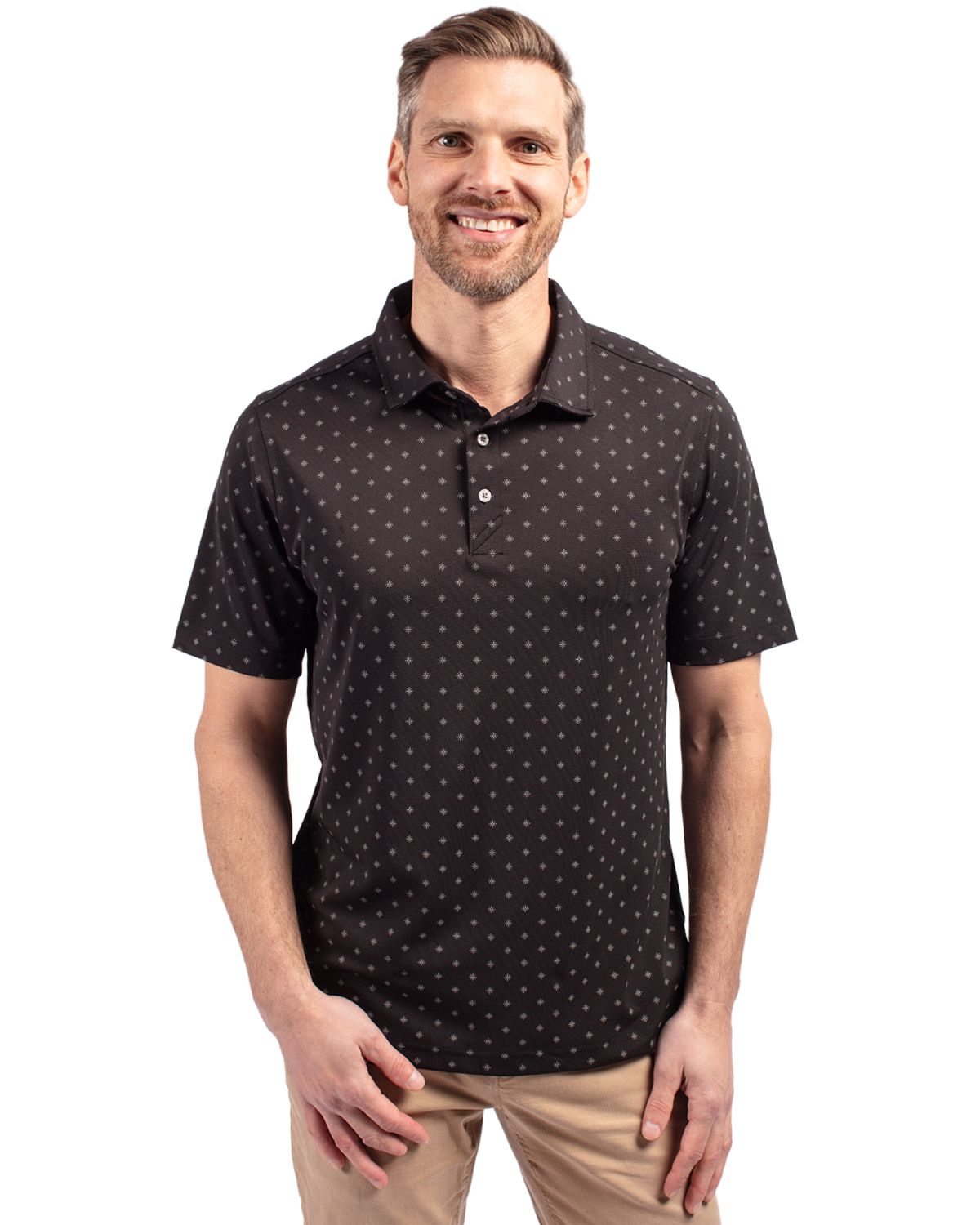 Cutter & Buck® Virtue Eco Pique Tile Print Recycled Mens Big & Tall Polo