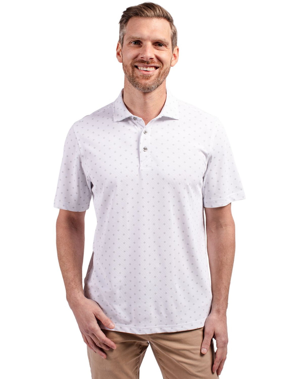 Cutter & Buck® Virtue Eco Pique Tile Print Recycled Mens Big & Tall Polo