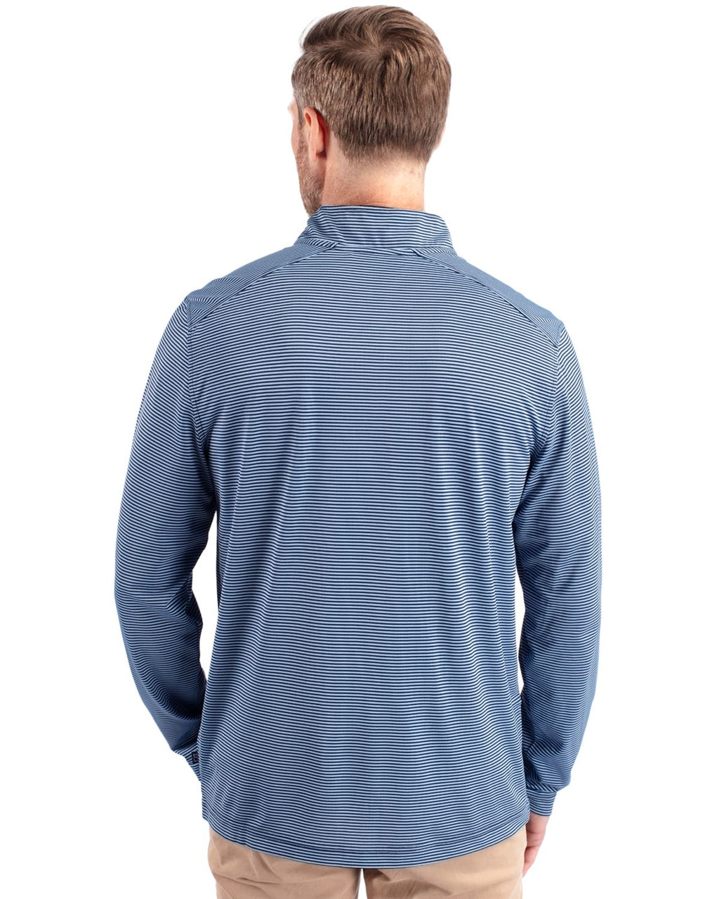 Cutter & Buck® Virtue Eco Pique Micro Stripe Recycled Mens Quarter Zip