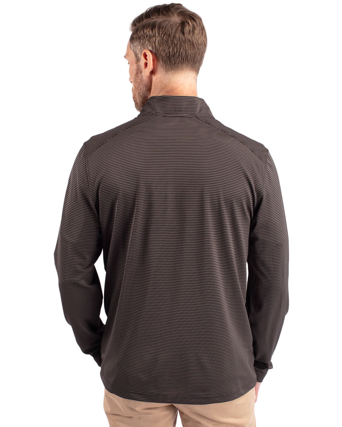 Cutter & Buck® Virtue Eco Pique Micro Stripe Recycled Mens Big & Tall Quarter Zip