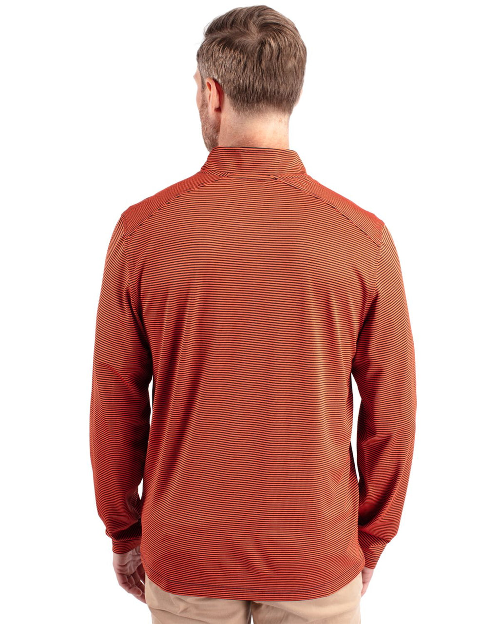 Cutter & Buck® Virtue Eco Pique Micro Stripe Recycled Mens Quarter Zip
